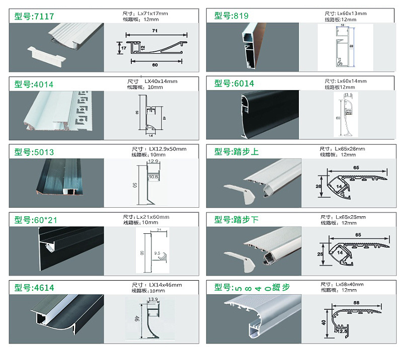 LED Aluminum channels for wall and stairs led lights made in China